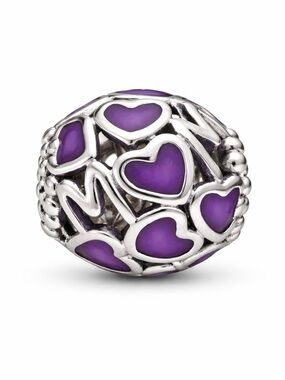 Purple Heart Enamel Charm Bead - Women Jewelry